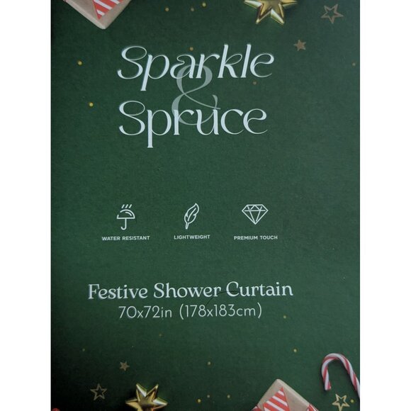 Sparkle & Spruce Festive Shower Curtain 70x72 Inches Pink Christmas Tree Pattern - Picture 2 of 4